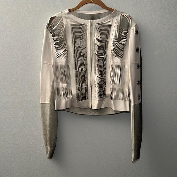 U Aviu Leather Jacket Fringed Jacket Size Small - Picture 2 of 7